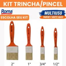 Kit Trincha Pincel para Pintura Parede Profissional 1/2 3/4 1 e 2 polegadas