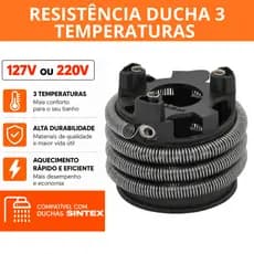 Resistência Chuveiro Sintex Banho Quente 3 Temperaturas 3T 5500W  Original Refil Reposição 127V 220V