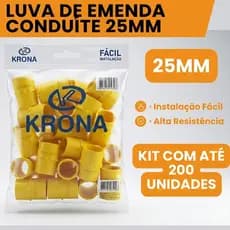 Luva emenda conduite 3/4 25mm Pressão Eletroduto  Pvc Amarela KRONA