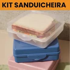 porta sanduiche Sanduicheira Plástico Sanremo Rosa Azul Transparente Merenda Lanche