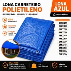 Lona Carreteiro Polietileno Azul  100 micras Plástica impermeável