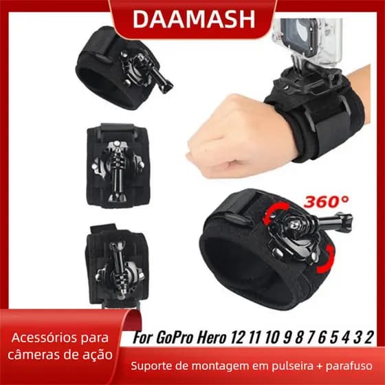 [Envio 24H] suporte pulso punho para Câmera ação 360° GoPro sjcam