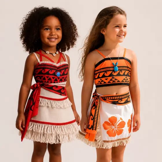 Fantasia Infantil Moana Completa com Colar | Vestido Princesa Infantil | Fantasia para Festa, Carnaval, Aniversário