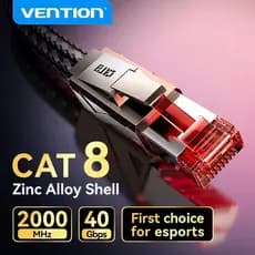 Vention cat8 cabo de rede pro-grade, 2025, 3 metros, liga de zinco-alta velocidade 40gbps 2000mhz para jogos e streaming