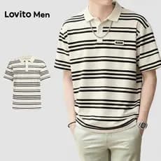 Lovito Men  Camisa Polo Casual Geométrica Camisa Polo de Primavera/verão para Homens L187ED103