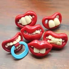 Chupeta Engraçada para Bebê Silicone Flexível e Dentes de Mamadeira Falsos para Bebês DK3V
