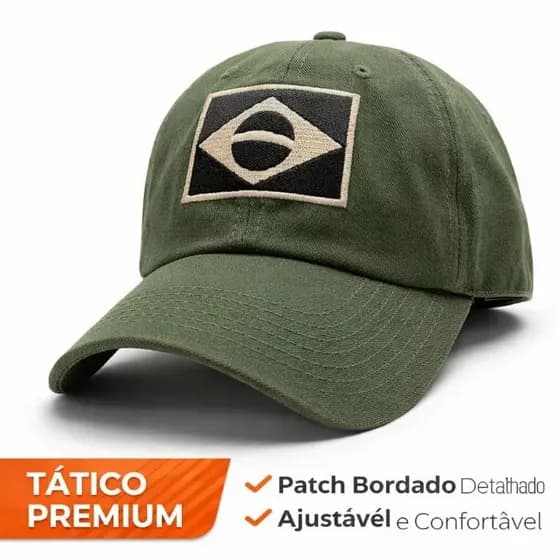 Bone Militar Bordado  Aba Curva  Brasil Patch Ajustavel Premium