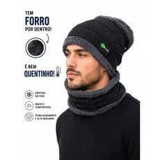 Touca Preta Básica Lisa Lã Gorro Com Forro Toca Unissex Frio Quentinha Adulto