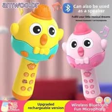 Brinquedo De Karaokê AMWOO , Microfone Infantil De Plástico Multiestilos Com Alto-Falante , Bluetooth Cantando Para Cria