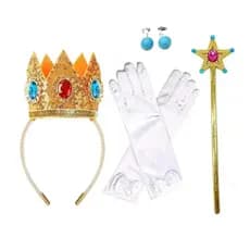Piach Meninas Princesa Cosplay Acessório Bowknot Luvas Coroa Varinha Neacklace Conjunto Festa De Carnaval