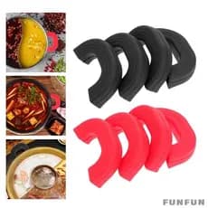 [Funfun] 4 Peças De Suporte De Alça Auxiliar De Silicone De Panela Quente Com Isolamento Térmico Para Panelas