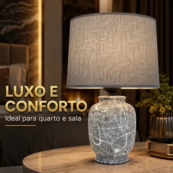 Abajur De Mesa Luminária De Mesa Abajur Para Quarto Decorativo Para Cabeceira Cinza