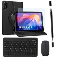Kit para Tablet Redmi Pad 2 11" Pol Capa Giratória + Película de Vidro + Caneta Touch + Teclado e Mouse Bluetooth