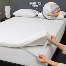 Pillow Top Espuma D20 5cm Micropercal 400 Fios Solteiro Casal Queen King Berço Viúva Conforto Antialérgico Lavável