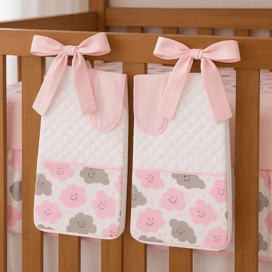 Porta Fralda Organizador Com Laço Decorativo Bebê Quarto Infantil Pendurado Varão Bolsa Maternidade Enxoval