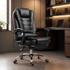 Cadeira de Escritório com 2 pontos de massagens Reclinável e Giratória Modelo Presidente Luxo