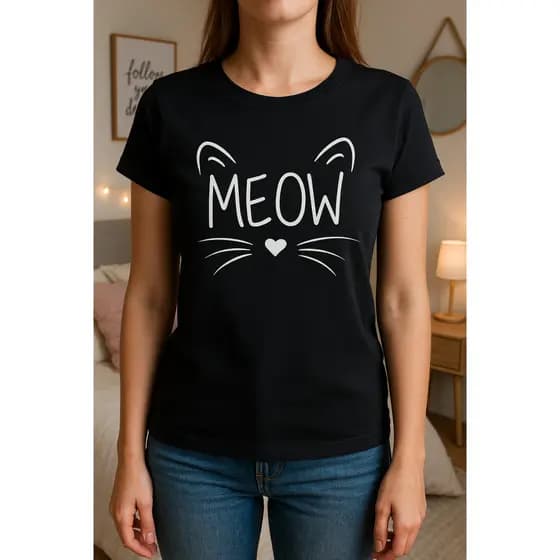 Camiseta Meow Gato Miau Feminina Blusinha Básica Cat