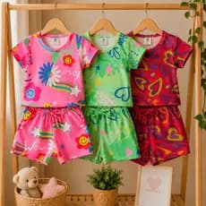 Conjunto Infantil Menina Infantil e Juvenil do Tamanho 1 ao 10 | Roupa Verão Menina | Conjunto Menina Rosa Estampado