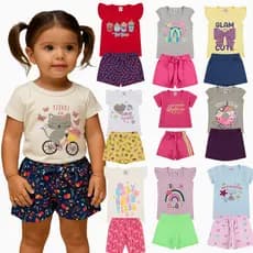 KIT 10 Peças Roupa Infantil Menina Verão | Camisetas + Shorts/ Shorts Saia do1 a 10 anos  Roupa para Menina Escola e Dia