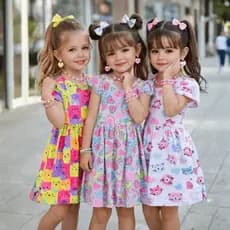 Vestido Infantil Menina do Tamanho 1 ao 10 Anos |  Vestido Fresquinho Infantil Dia a Dia e Passeio Confortável