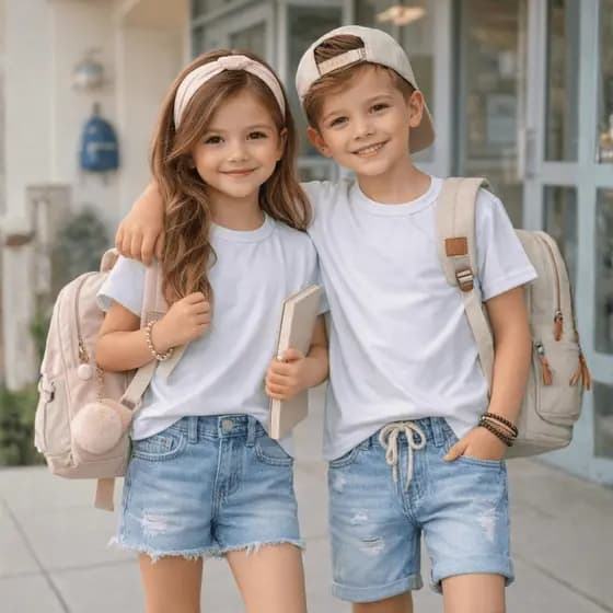 Camiseta Branca Infantil do 1 ao 10 Anos | Blusa Infantil Branca Escolar 100% Algodão Unissex