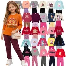 Kit 8 Peças Conjunto Meia Estação Menina do Tamanho 1 a 10 Anos | Blusa Manga Longa + Calça Legging - Envio Sortido