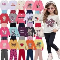 Kit 6 Peças Conjunto Meia Estação Menina do Tamanho 1 a 10 Anos | Blusa + Calça Legging Infantil - Envio Sortido