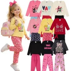 Conjunto Infantil Menina Meia Estação  |  Blusas + Legging Infantil  |  Conjunto de frio para Menina Sortido