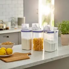 Conjunto 3 Potes Hermérticos Grande Multiuso Por Alimentos Grãos Arroz Ração Sabão Anti Vazamento
