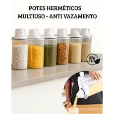 Kit 1 a 6 Potes Herméticos 2,5L Bico Dosador Copo Medidor Trava para Alimentos Ração Sabão Multiuso