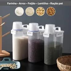 Pote Hermético 2L com Tampa Medidora – Vedação Total e Antivazamento para Cozinha ou Lavanderia