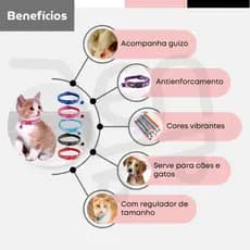 Coleira Gato Guizo Cartela c/10 Unidades Sortidas Atacado Sininho