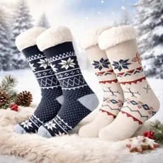 Meia Grossa Térmica Lã Carneirinho Forrada Cano Alto Pelinho Quentinha Inverno 1 a 3 Pares Adultos