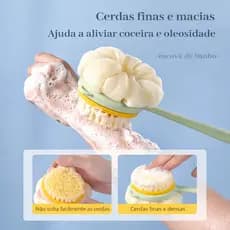 Escova de Banho 2 em 1 Esfoliante para Costas Formato Oval e Redondo Cabo Longo Massagem