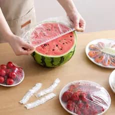 Kit 100/200/300 Unidades Tampa Elástica para Alimentos 25cm Capa Protetora para Prato Tigela Frutas Comida Toca