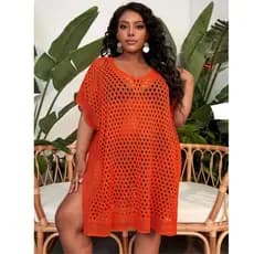 Saida de Praia Plus Size Blusa Feminina Vestido Amplo Fresquinho Trico 099