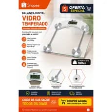Balança Digital de Vidro Temperado com Visor LCD de Alta Precisão