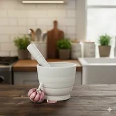 Pilão de Alho Resistente Com Socador – Ideal para Temperos, Ervas, Cebola e Caipirinha