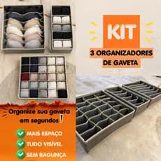 Kit Organizador de Gaveta 3 Peças | Divisórias para Calcinhas, Sutiãs e Meias | Dobrável e Prático