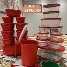 Kit Jogo Potes De Cozinha C/ 21 Peças De Plástico Hermético+Jarra Para Armazenar Alimentos