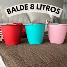 Kit C/3, C/5 ou C/10 Baldes De Plastico Multiuso Super Resistente Com Alça Lindo 8 Litros