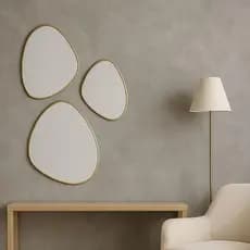 Espelho Orgânico Com Moldura Dourada Ouro Maleável Metal Grande Decoração de Quarto Banheiro Salão