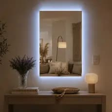 Espelho Grande Moderno Para Banheiro Sala Quarto Penteadeira Com Led Quente e Frio Retangular 80X50cm