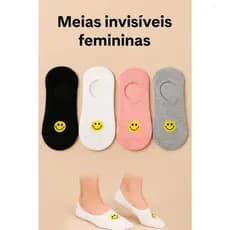 Kit Com 12 Pares De Meias Femininas Invisível Confortável Macia Veste 35 ao 40 Cores Sortidas