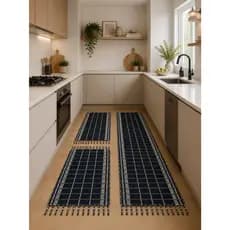 Kit Passadeira Para Cozinha 3 peças  Tapetes de Tear Decorativo/ 1 Passadeira + 2 Tapetes