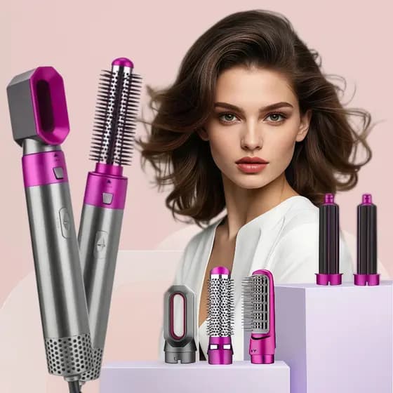 Secador de Cabelo 5 em 1 Escova Modeladora Hot Air Alisador Enrolador Profissional Uso Doméstico Salon 220V