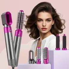 Secador de Cabelo 5 em 1 Escova Modeladora Hot Air Alisador Enrolador Profissional Uso Doméstico Salon 220V