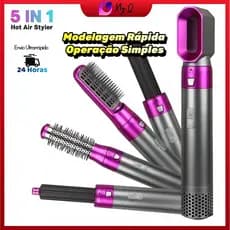 Secador De Cabelo 5 em 1 Pente Alisador E Frisador 110v e 220v