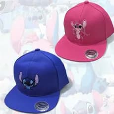 BONÉ ABA RETA INFANTIL STITCH É ANGEL 4 A 8 ANOS AJUSTÁVEL