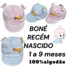 Boné de Bebê 100% Algodão Antialérgico com Elástico Atrás – Boné Infantil Leve e Fresco para Verão